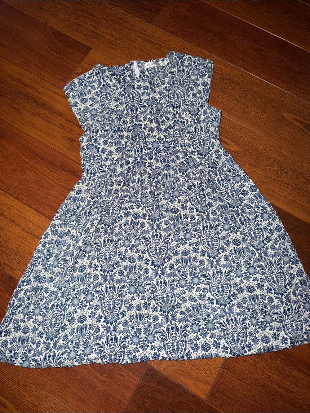 Sunny Girl Blue and White Floral Cotton Dress